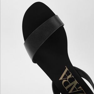 Zara Shoes - Zara black flat leather sandals Zara Shoes - Zara black flat leather sandals
